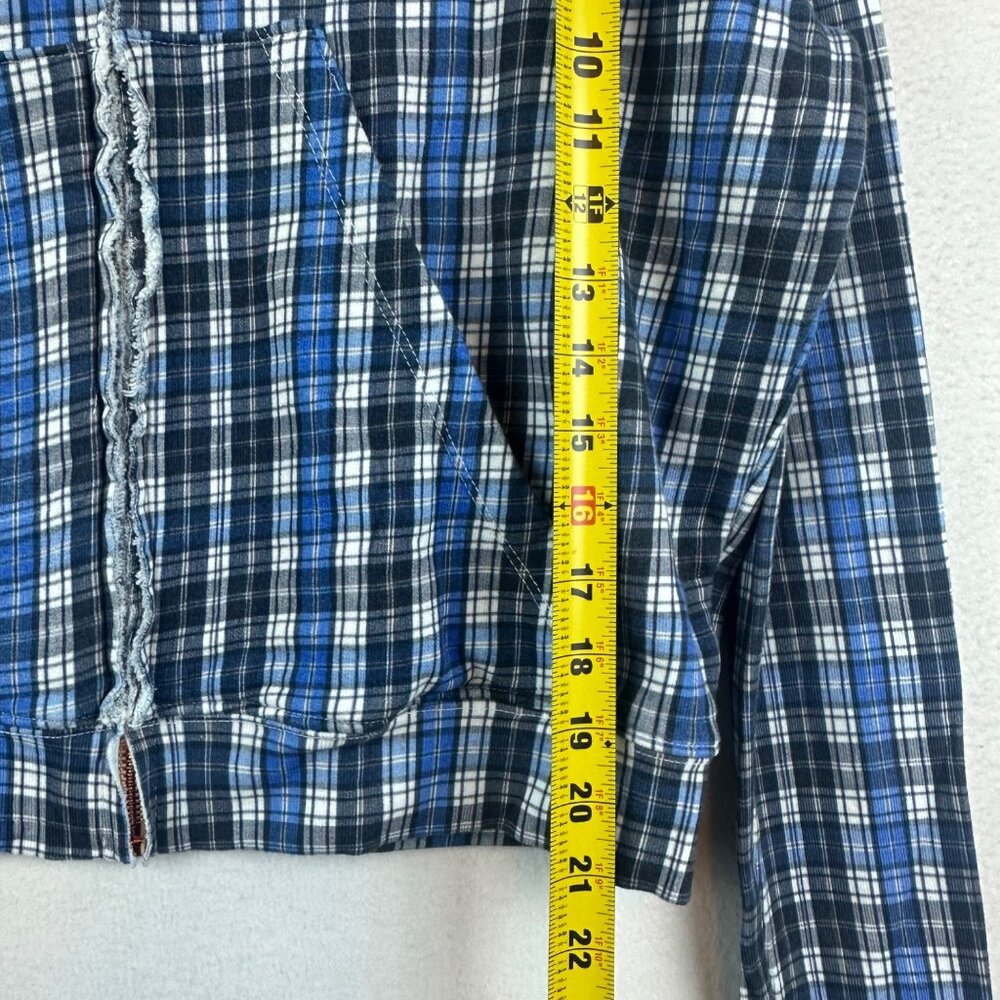 Frank and Eileen Tee Lab Zip Plaid Gingham Hoodie Womens Medium Fleece Preppy - Picture 5 of 13